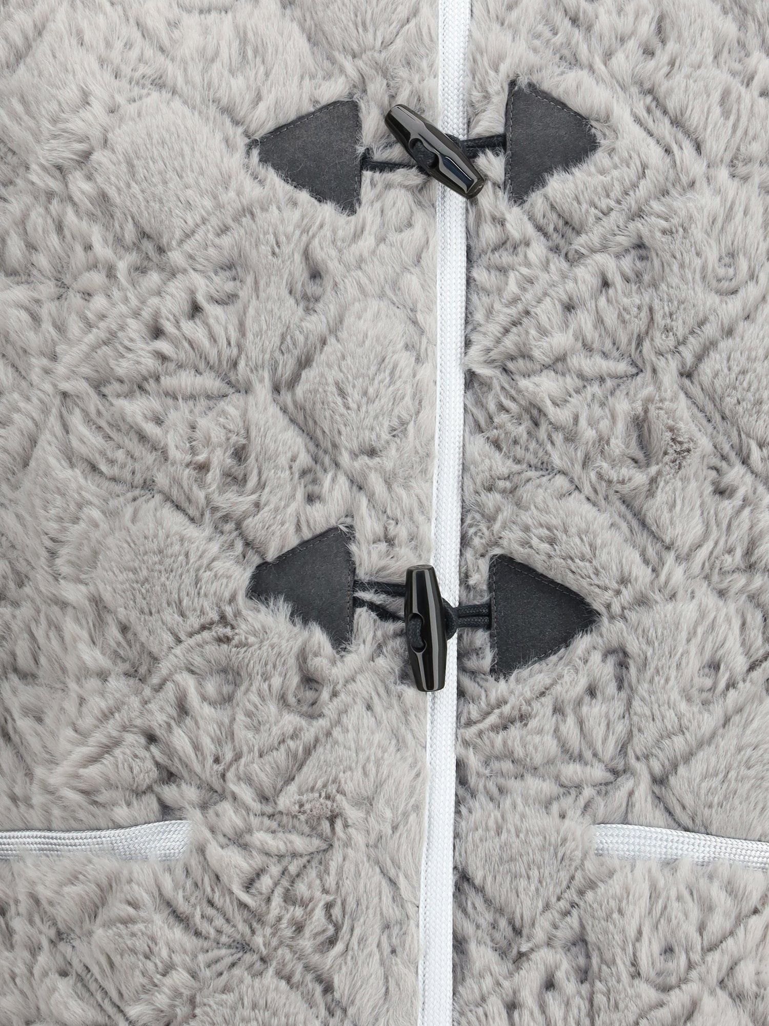 FORTE_FORTE I faux fur coat with divine embroidery and toggles