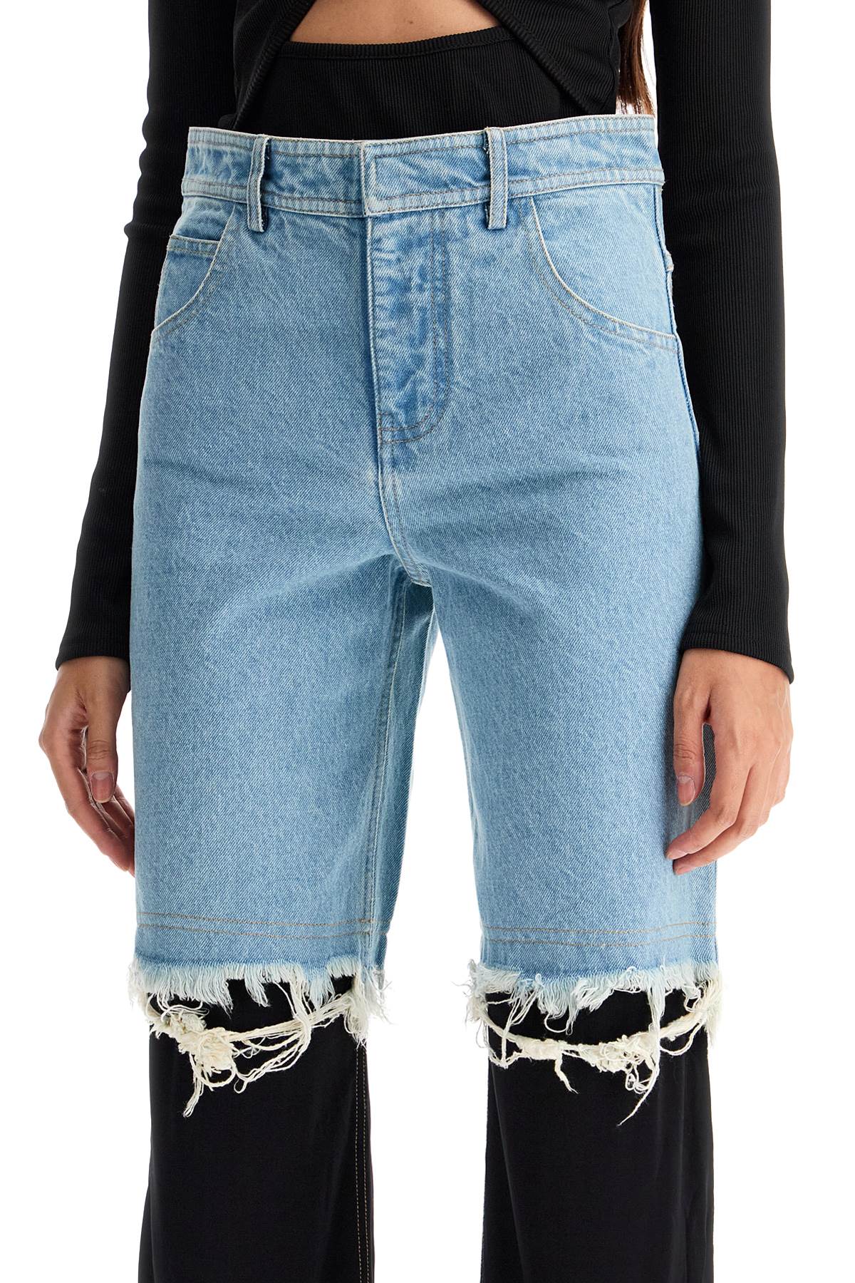 high-waisted jeans with jersey inserts