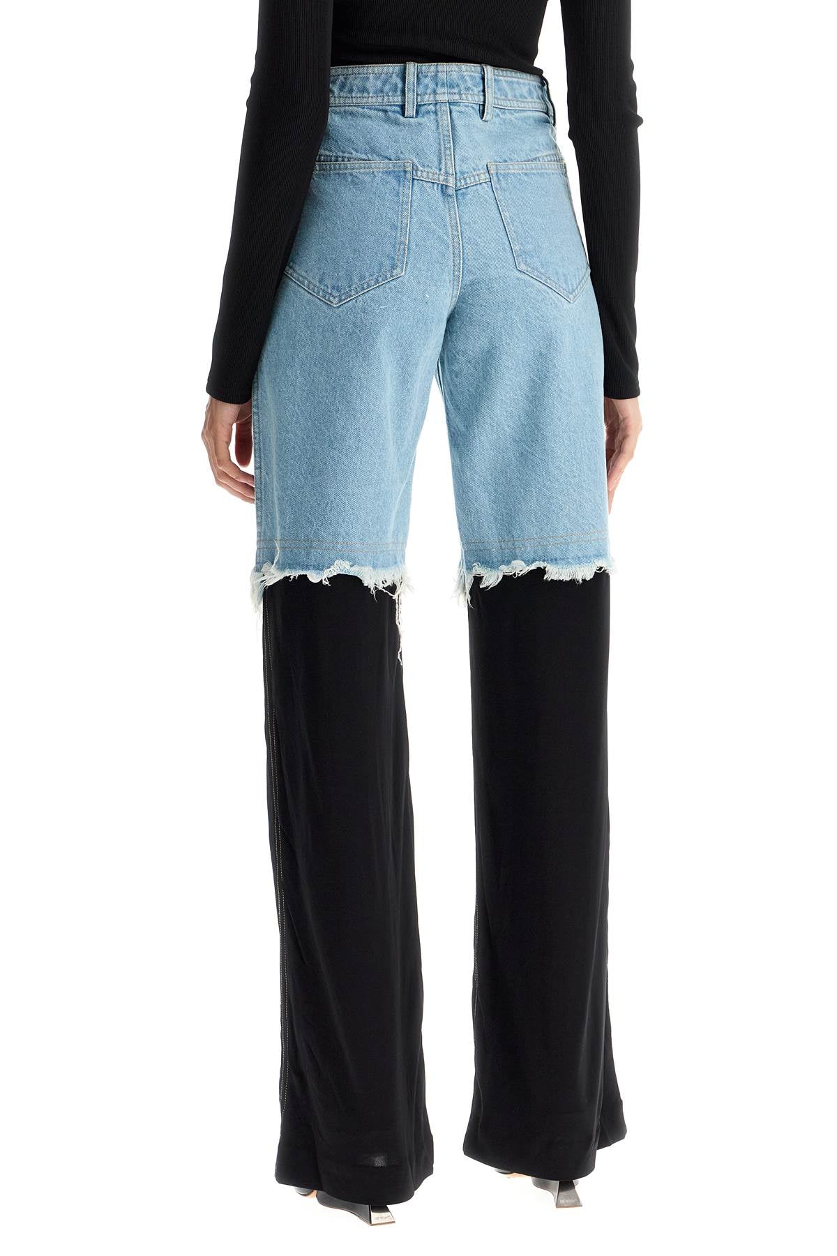 high-waisted jeans with jersey inserts