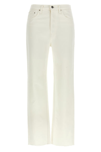 high-waisted cotton denim jeans