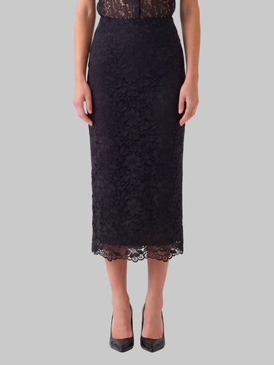 black lace midi skirt