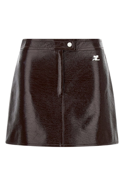 the courrèges reedition mini skirt is distinguished by an a-shaped silhouette