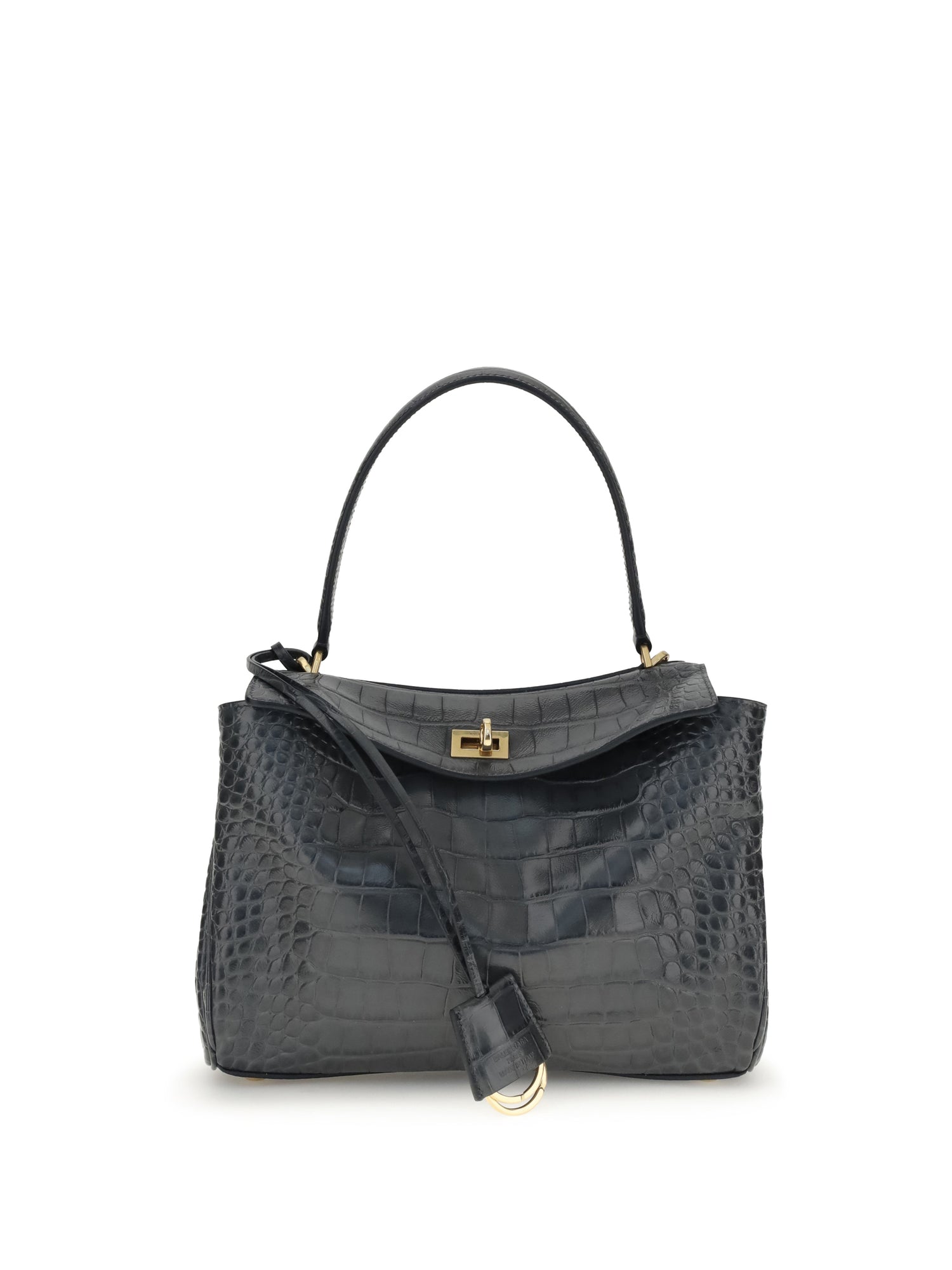BALENCIAGA OS rodeo shoulder bag in crocodile-print leather