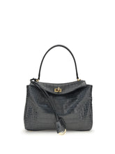 BALENCIAGA OS rodeo shoulder bag in crocodile-print leather