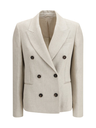 button herringbone blazer