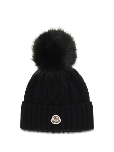 wool and cashmere beanie with pom-pom