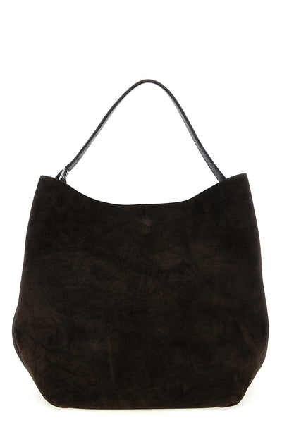 belted tote suede shoulder bag
