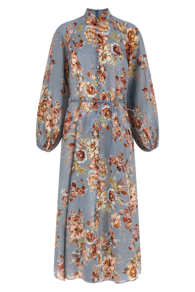 long awaken floral print linen dress