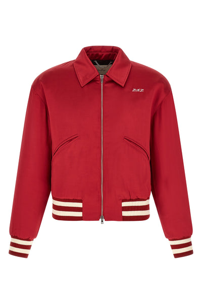 aces satin club shiny viscose satin bomber jacket