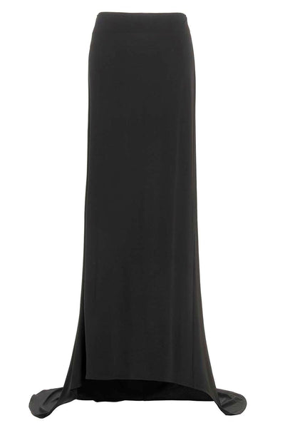 asymmetric long skirt in a stretch fabric
