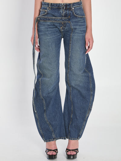 strap jeans in denim