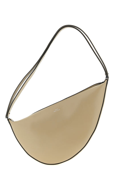 scooped sling smooth leather shoulder bag
