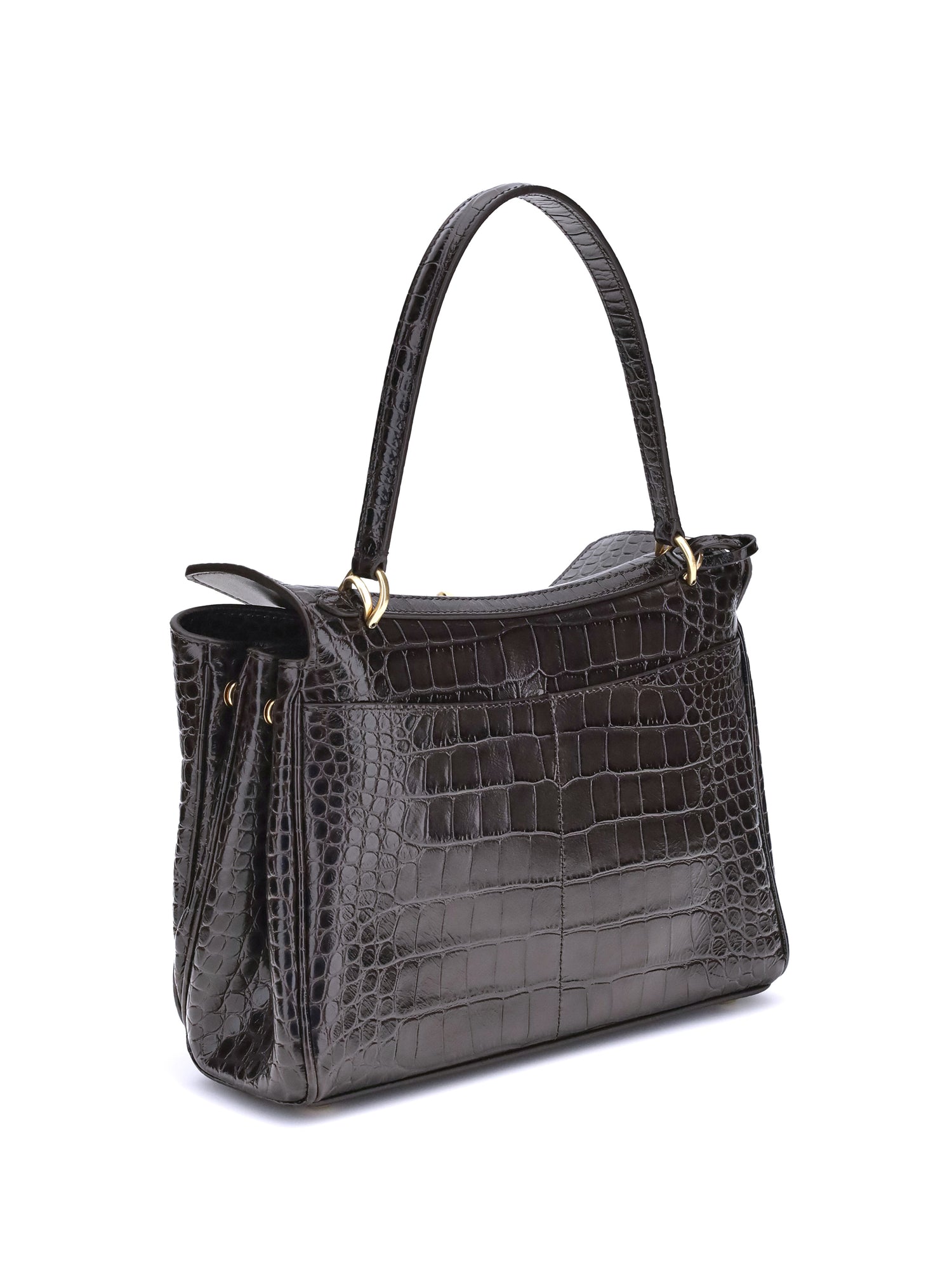 BALENCIAGA OS rodeo shoulder bag in crocodile-print leather