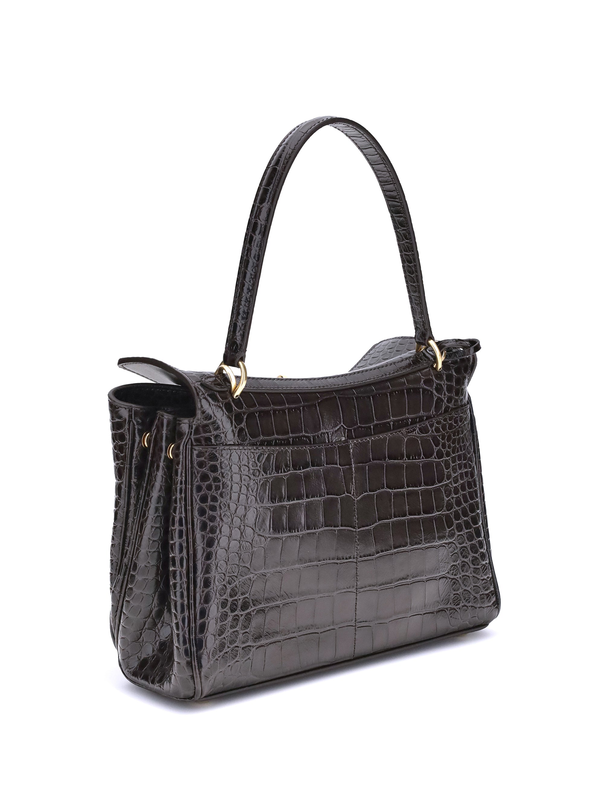 BALENCIAGA OS rodeo shoulder bag in crocodile-print leather