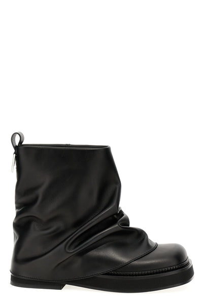 mini robin combat crinkled leather ankle boots