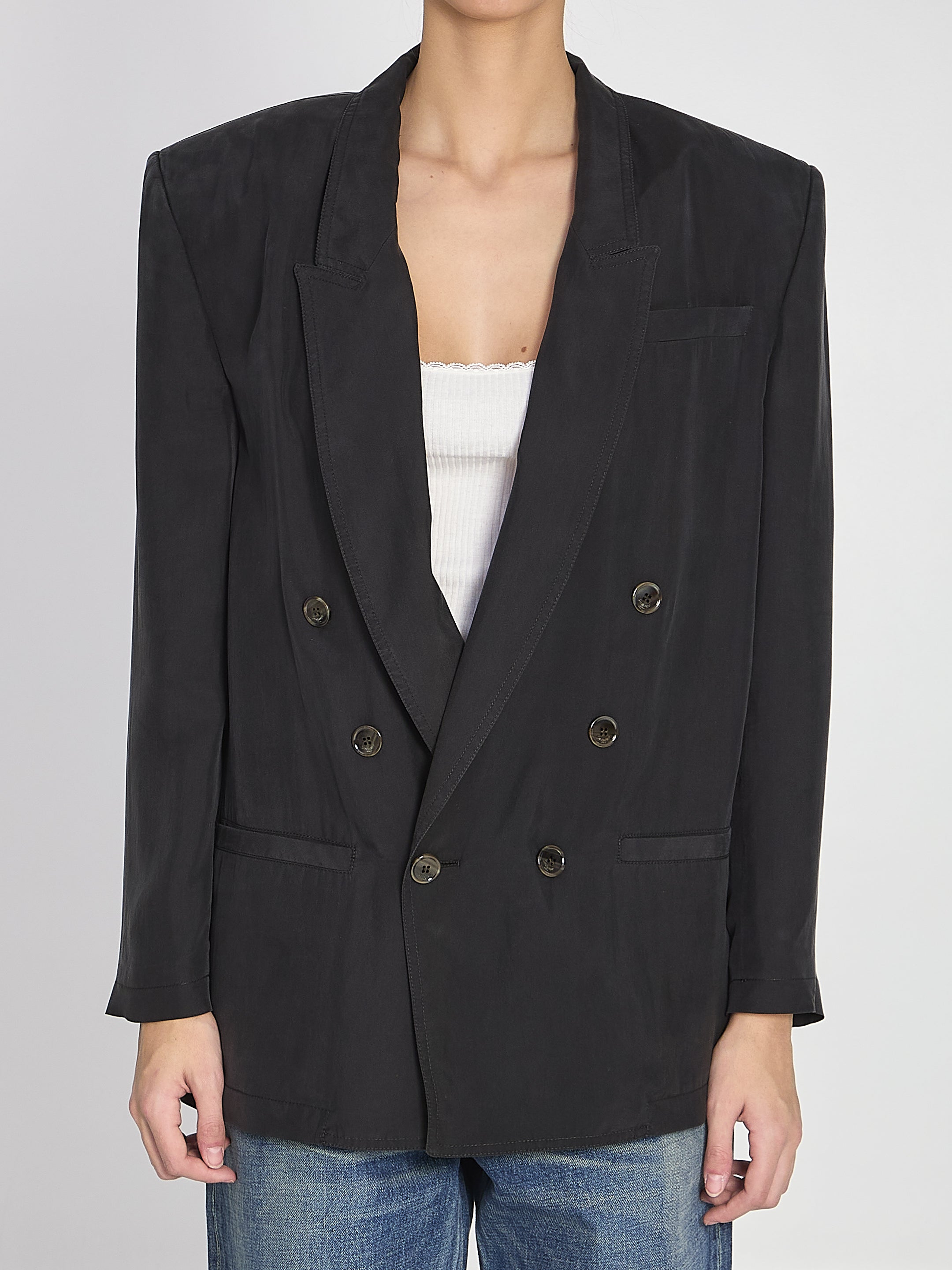 SAINT LAURENT 36 habutai silk jacket