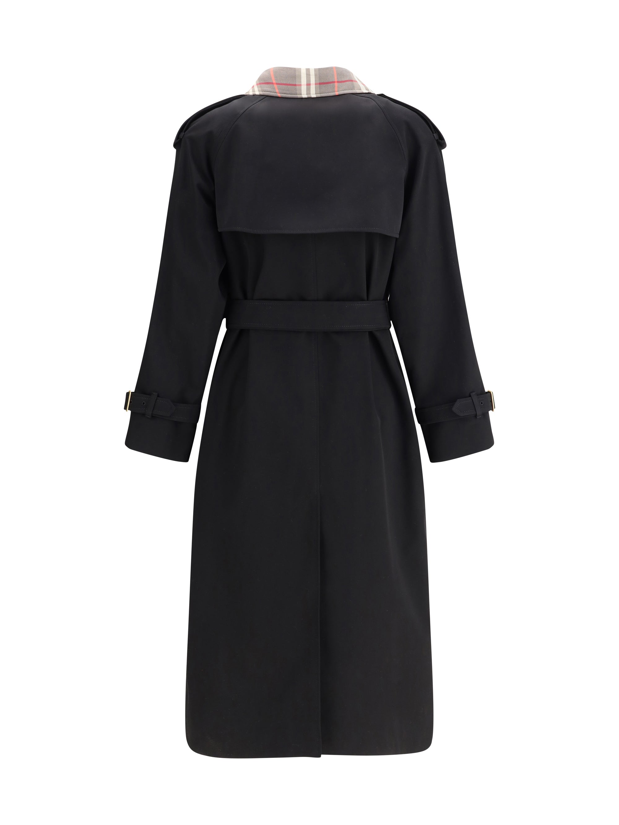 BURBERRY 8 castleford long trench coat with check collar