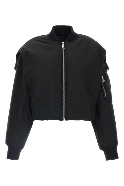 the hooded bomber padded nylon jacket