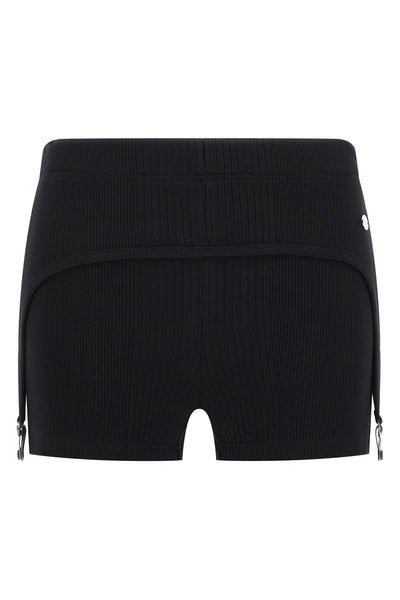 the black garter ribbed stretch cotton shorts