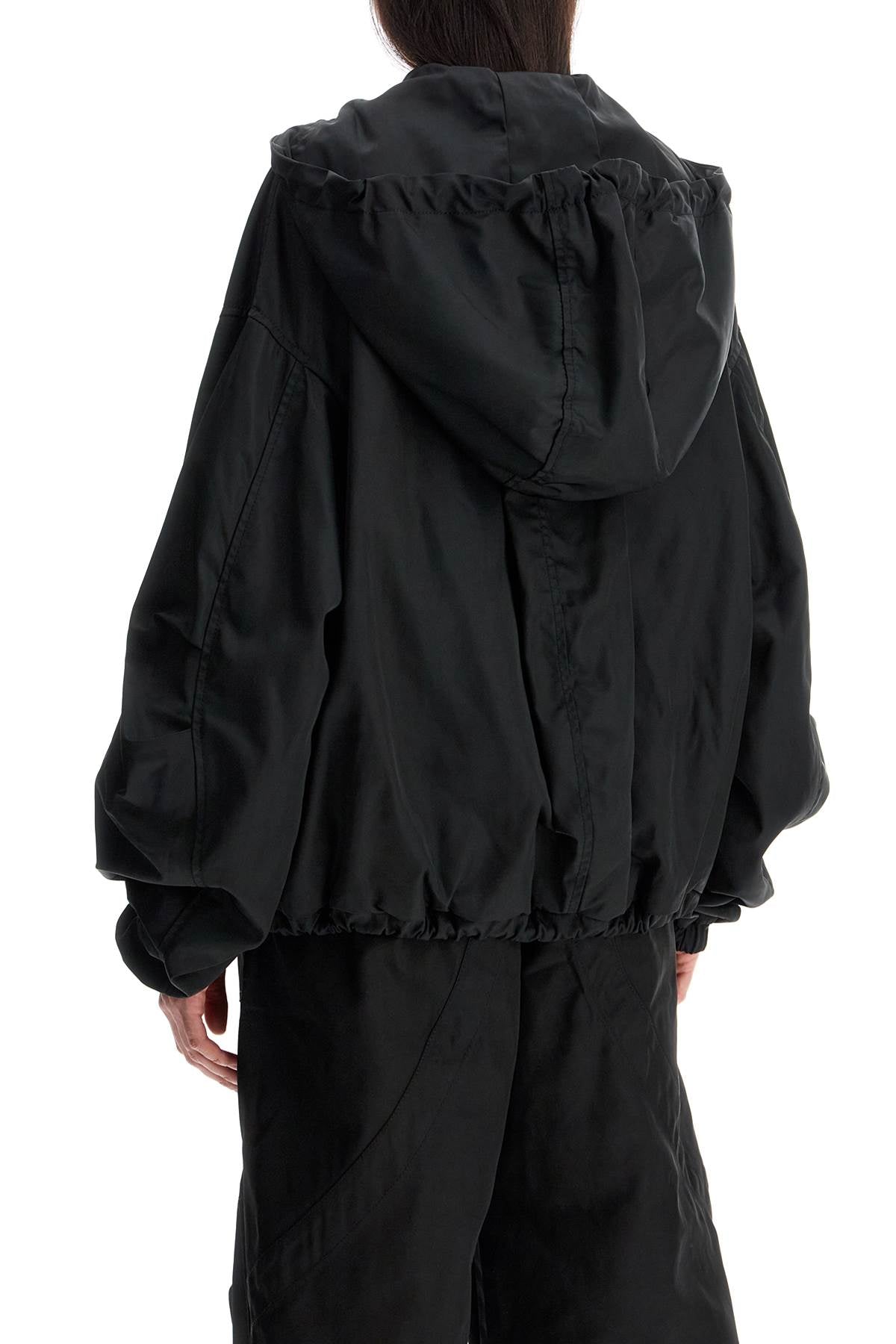 oversized black hooded bomber jacket in polyester