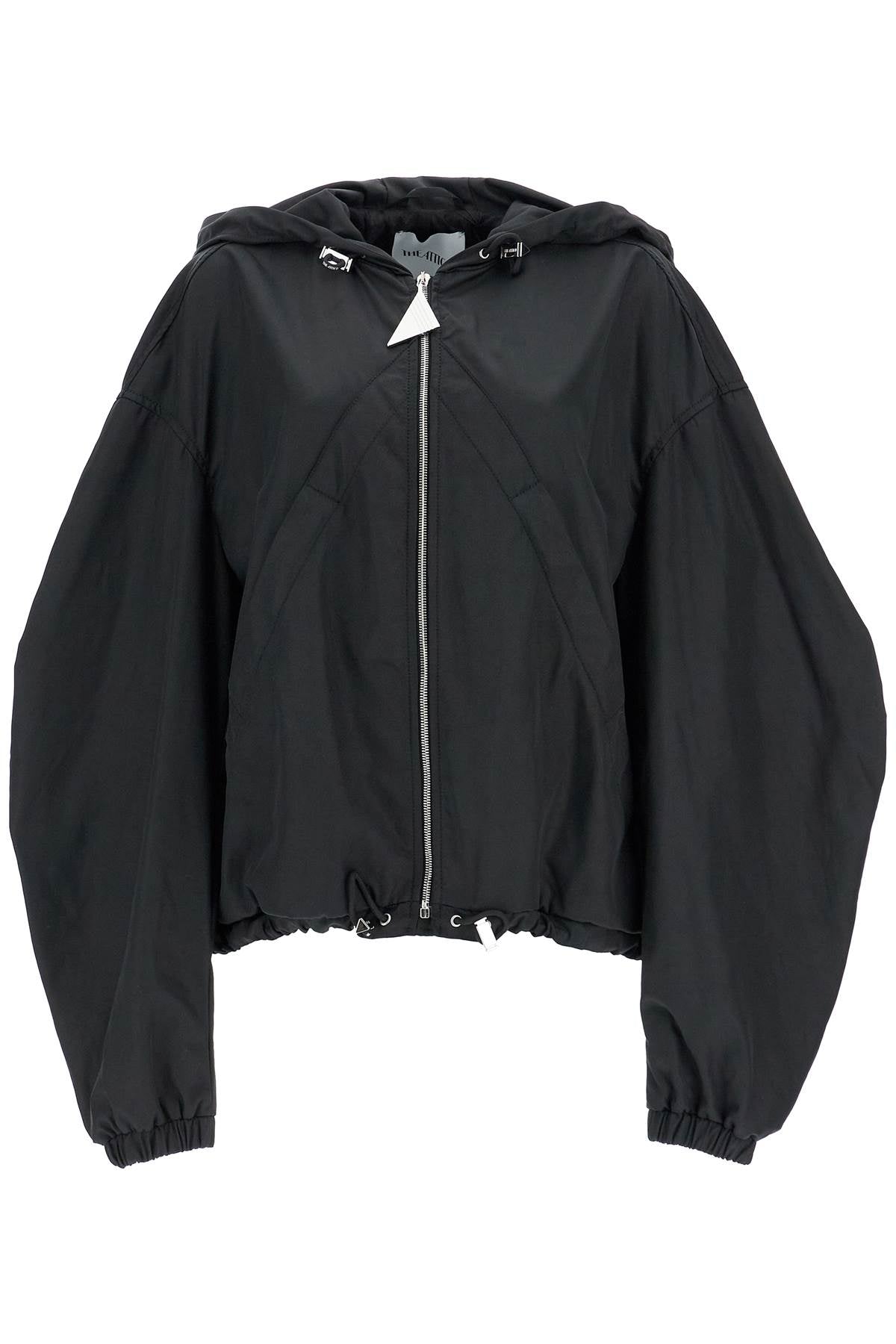 oversized black hooded bomber jacket in polyester