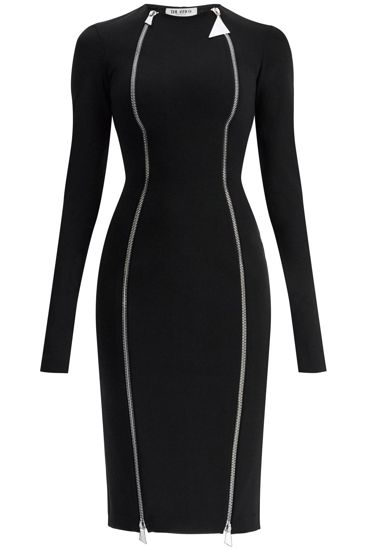midi dress with double zipper detail
