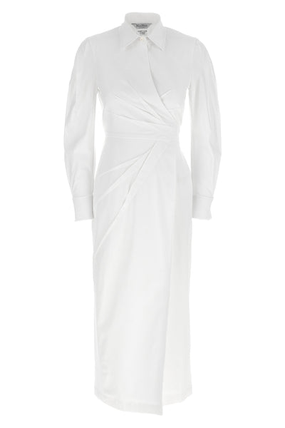 long balzac dress in stretch cotton twill