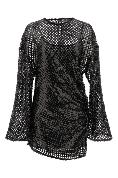 semi-transparent mesh mini dress