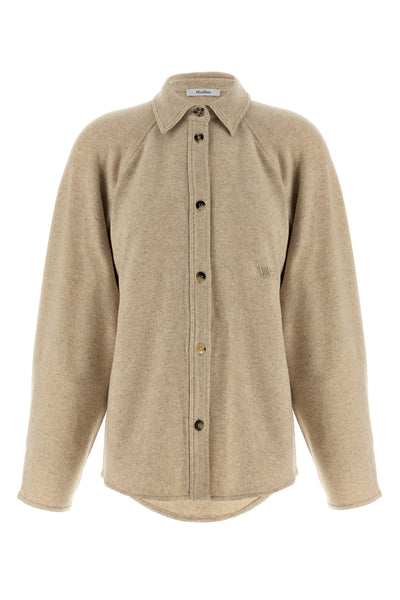 ceci mélange stretch cashmere flannel overshirt