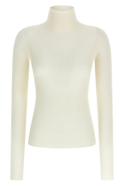 niagara turtleneck sweater in pure virgin wool ribbed yarn