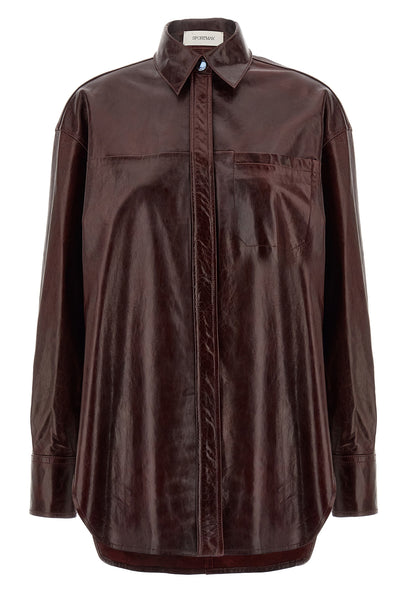 borel shiny nappa leather shirt