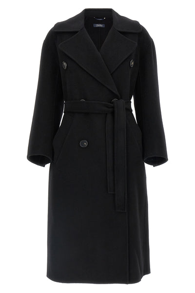 dalila long coat in double drap of pure wool sewn by hand