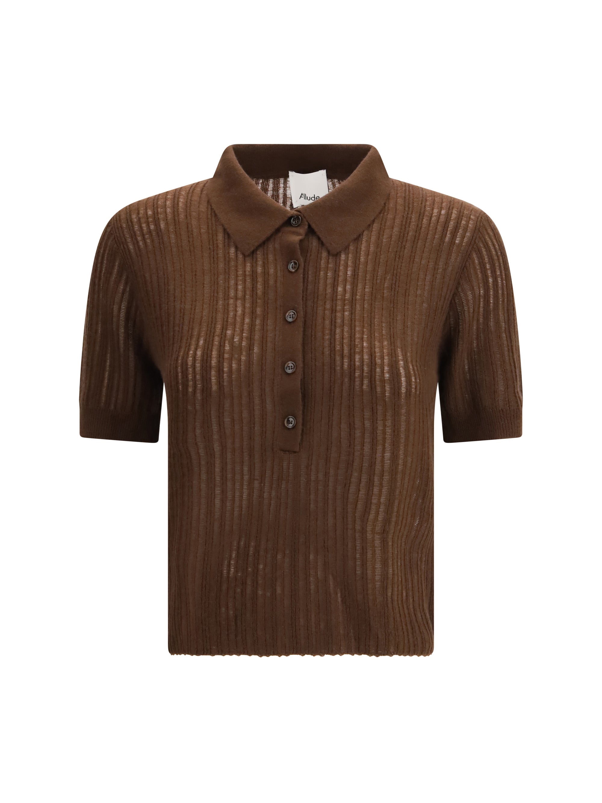 ALLUDE L polo-neck short-sleeve sweater
