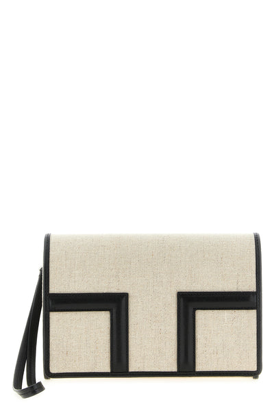 t-flap envelope cotton and linen blend canvas clutch bag