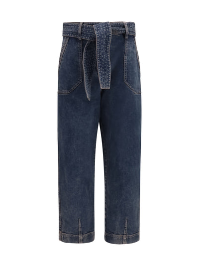 wide-leg jeans with belt