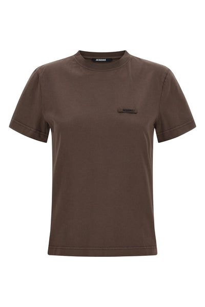 the jacquemus le t-shirt gros-grain pure cotton jersey t-shirt features an ess