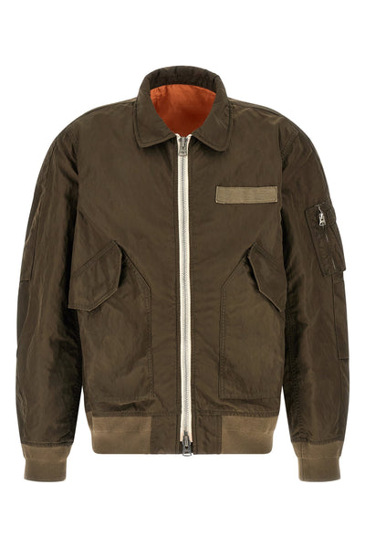 crumpled effect treated nylon twill jacket