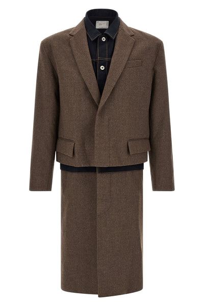 the sacai wool flannel x denim coat