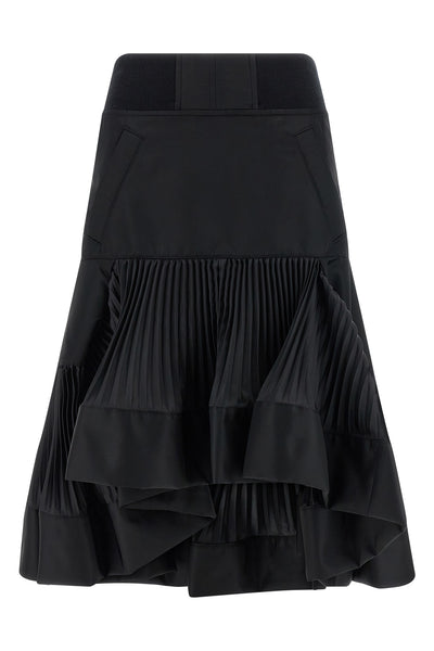 nylon twill midi skirt