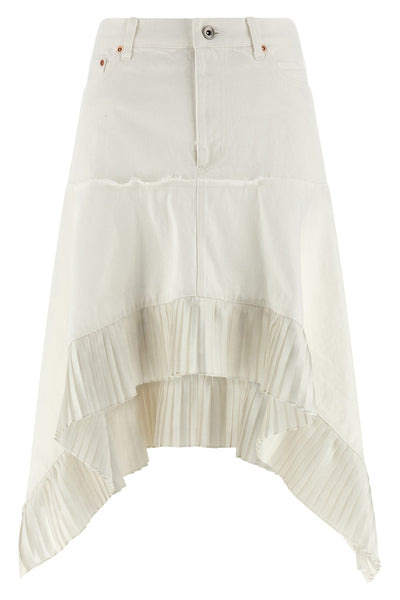 midi skirt in garment-dyed cotton denim