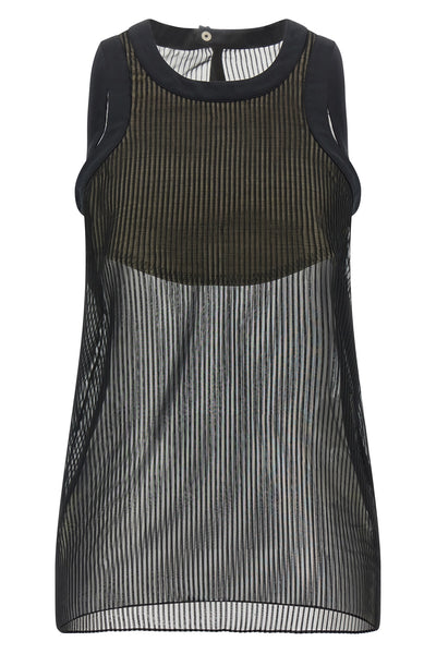 pleated semi-sheer chiffon top