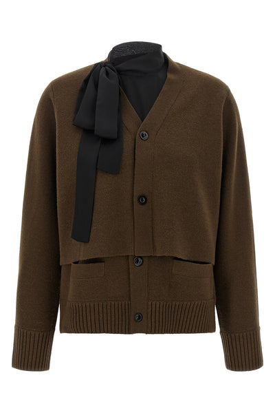 the sacai cardigan redefines knitwear codes through the brands unmistakable dec