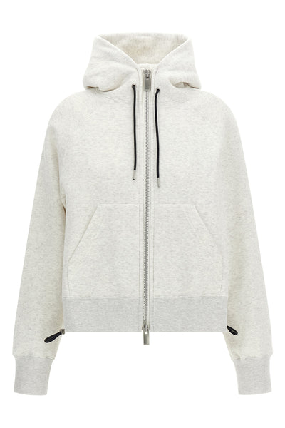 the sacai hoodie in grey mélange cotton jersey redefines classic volumes