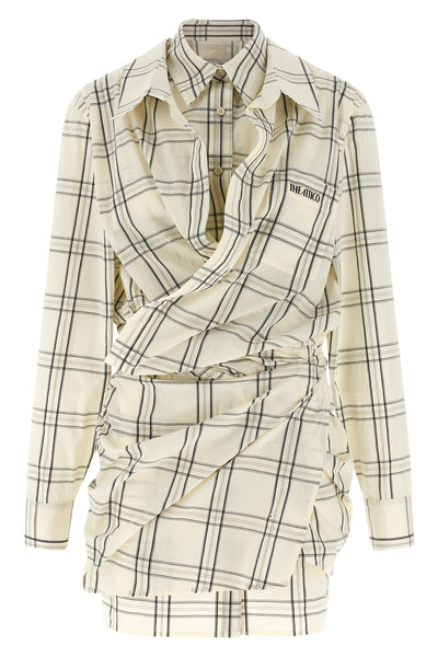 check-print cotton poplin mini dress