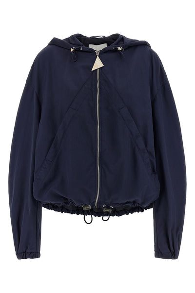overdyed nylon hooded bomber jacket