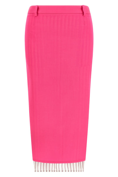 double layer midi skirt in wool gabardine