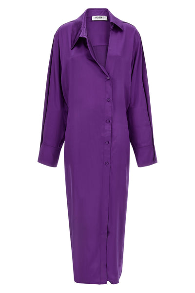 midi dress in rayon blend and shiny viscose