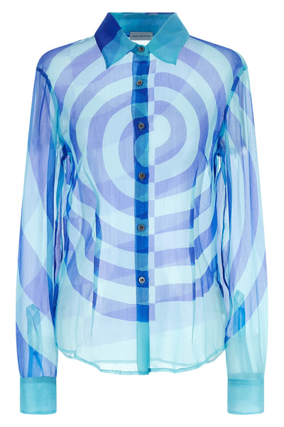 cloudy semi-transparent washed silk muslin shirt