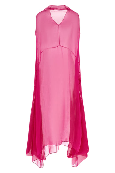 ducy midi dress in semi-transparent silk