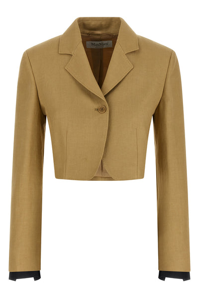 mxsbuono diagonal blazer in pure matt linen finished